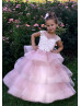 Mauve Lace Tulle Cupcake Skirt Long Flower Girl Dress